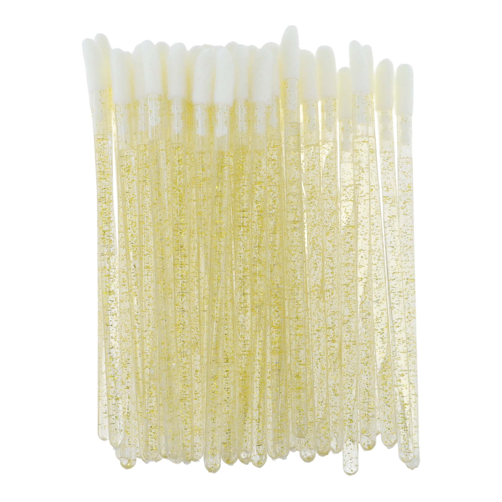 Unique Bargains 50 Pcs Disposable Lip Brush for Daily Makeup Application Gold Tone