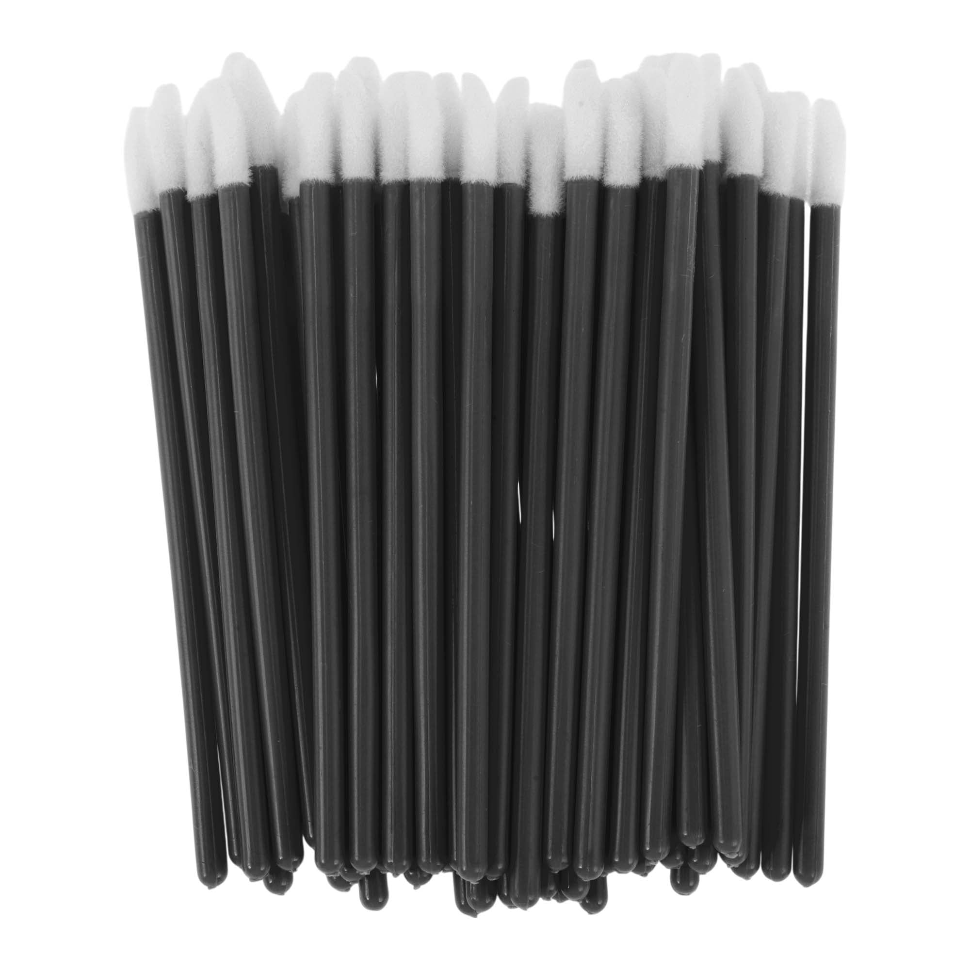Unique Bargains 50 Pcs Disposable Solid Rod Lip Brush for Daily Makeup Application Black
