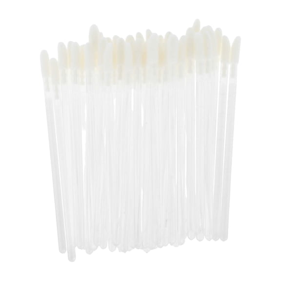 Unique Bargains 50 Pcs Disposable Solid Rod Lip Brush for Vacation Clear Plastic Flocking