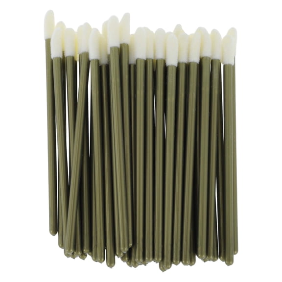 Unique Bargains 50 Pcs Disposable Solid Rod Lip Brush for Vacation Gold Tone Plastic Flocking