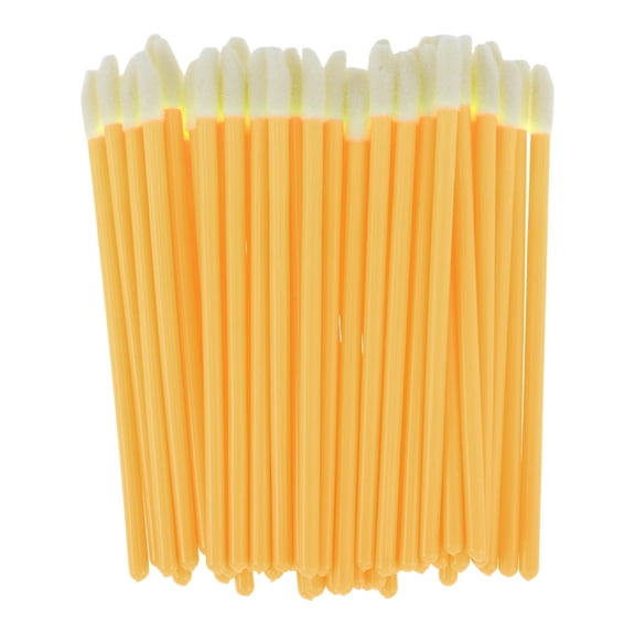 Unique Bargains 50 Pcs Disposable Solid Rod Lip Brush for Vacation Yellow Plastic Flocking