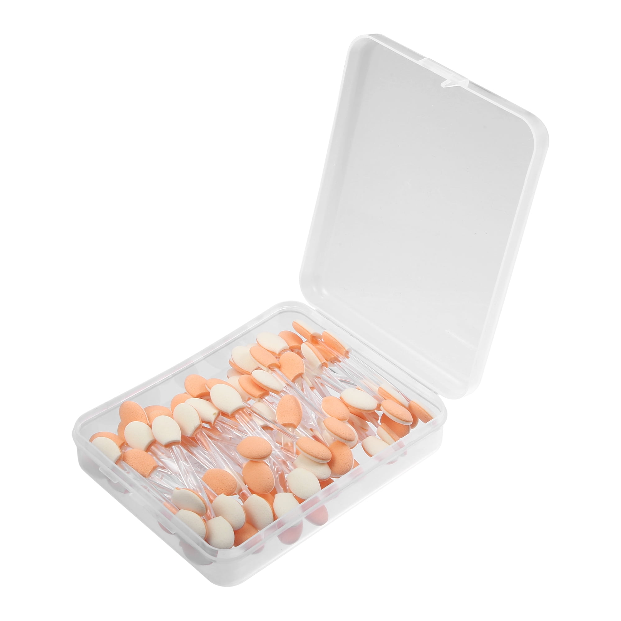 Unique Bargains 50 Pcs Dual Sided Eye Shadow Sponge Applicators with Container for Makeup