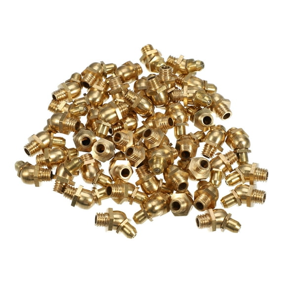 Unique Bargains 50 Pcs M6x1 Grease Nipple Fitting Bend 45 Degree Angle Brass Grease Zerk Fitting Adapter for Car