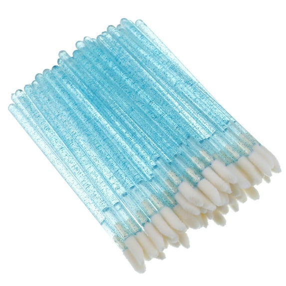 Unique Bargains 50 Pcs Not Reusable Lip Brushes Make Up Brush Lipstick Lip Gloss Brushes Applicator Tool Kits Blue