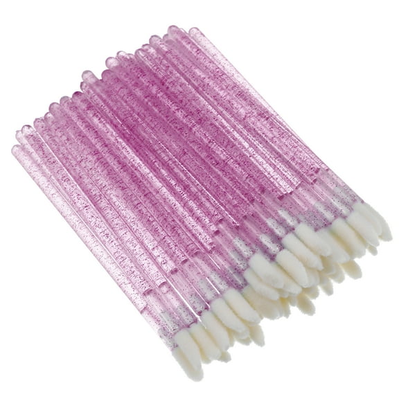 Unique Bargains 50 Pcs Not Reusable Lip Brushes Make Up Brush Lipstick Lip Gloss Brushes Applicator Tool Kits Fuchsia