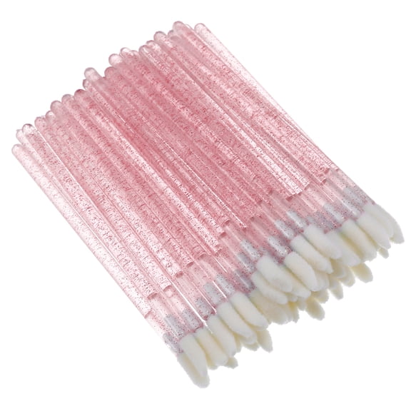 Unique Bargains 50 Pcs Not Reusable Lip Brushes Make Up Brush Lipstick Lip Gloss Brushes Applicator Tool Kits Pink