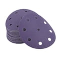 thumbnail image 1 of Unique Bargains 50 Pcs Sanding Discs 5" 9 Hole 150 Grit Hook and Loop Sandpaper Durability Ceramic Polyester Film Purple, 1 of 7
