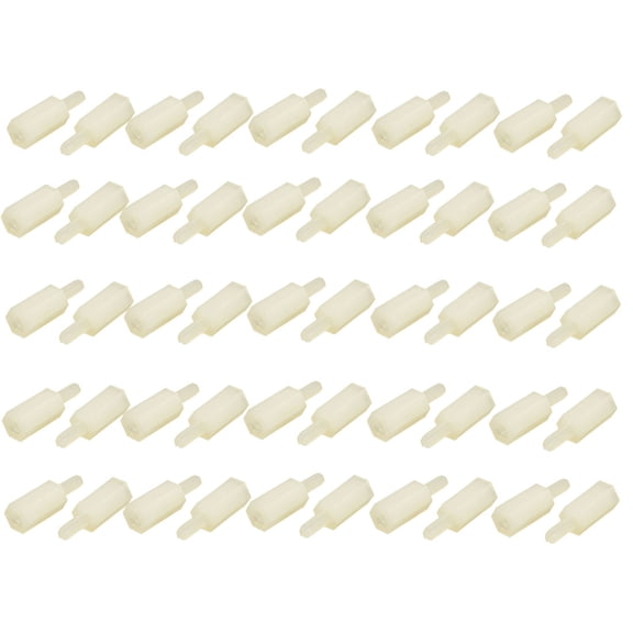 Unique Bargains 50 Pieces Nylon Hex Hexagonal Standoff Spacer M2x8 Female to M2x5 Male