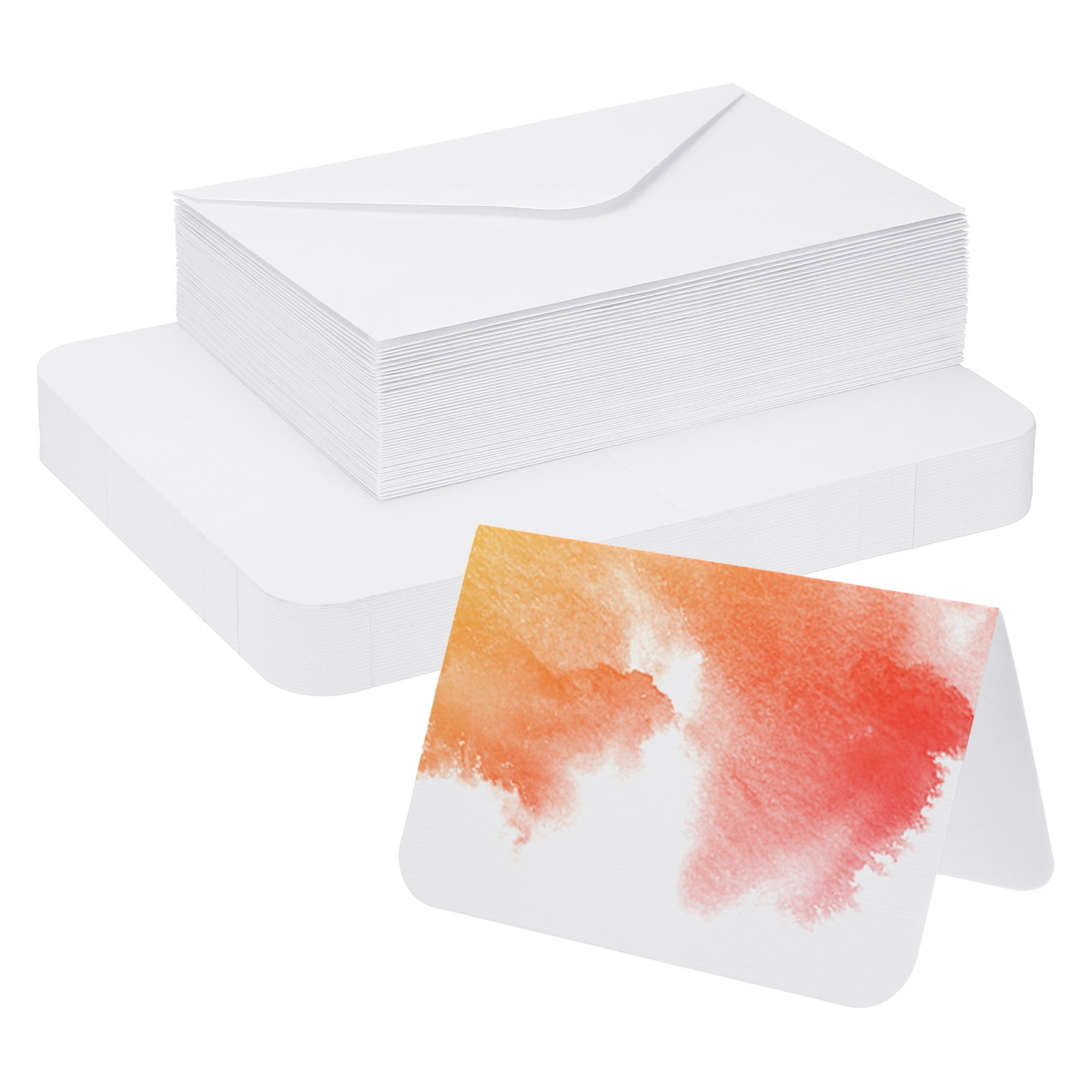 Unique Bargains 50 Sets Cotton Watercolor Cards Paper 140lb/300 GSM Postcards w Envelopes