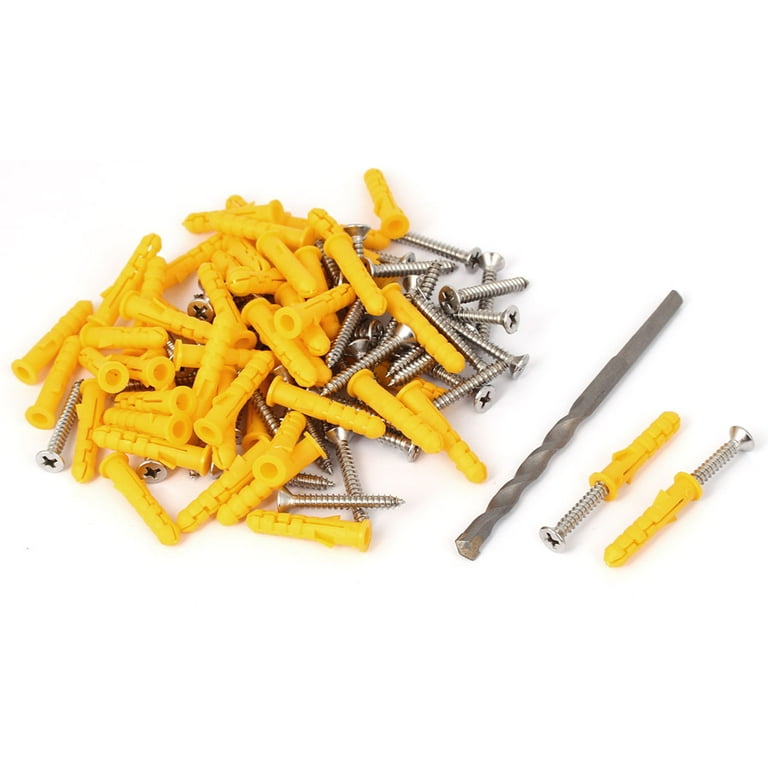 Unique Bargains 50 Sets M6x30mm Wall Anchor Plugs Flat Head Screws