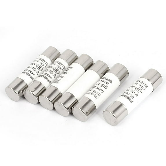 Unique Bargains 500V 10A RO15 RT18 RT14 10x38mm Cylindrical Ceramic Tube Fuses 6pcs
