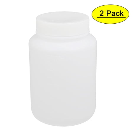 Unique Bargains 500ml 55mm Dia Wide Mouth HDPE Plastic Round Graduated Bottle White 2pcs