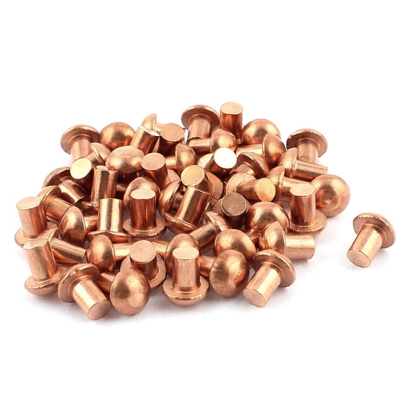 Unique Bargains 50Pcs 1/4" Diameter 5/16" L Shank Copper Round Head Solid Rivets Fasteners