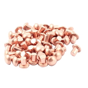 Unique Bargains 50Pcs 3/16" Diameter 1/4" L Shank Round Head Copper Solid Rivets Fasteners