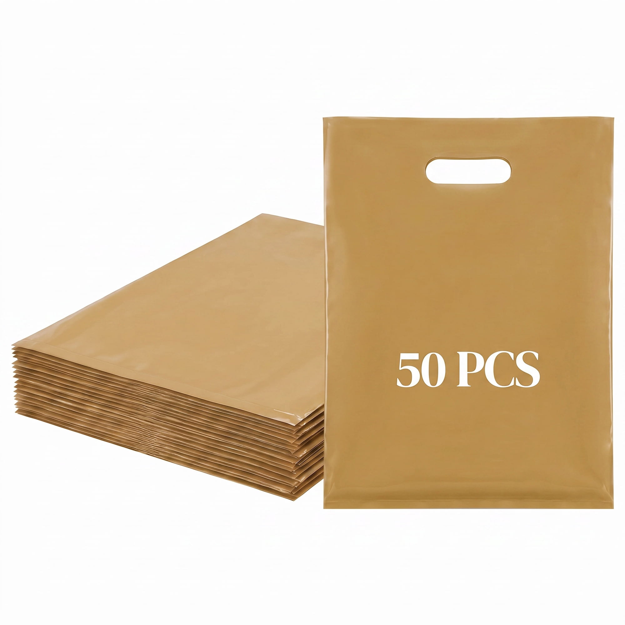 Unique Bargains 50Pcs Premium Waterproof Gift Bags Gold 9.8" x 13.8"