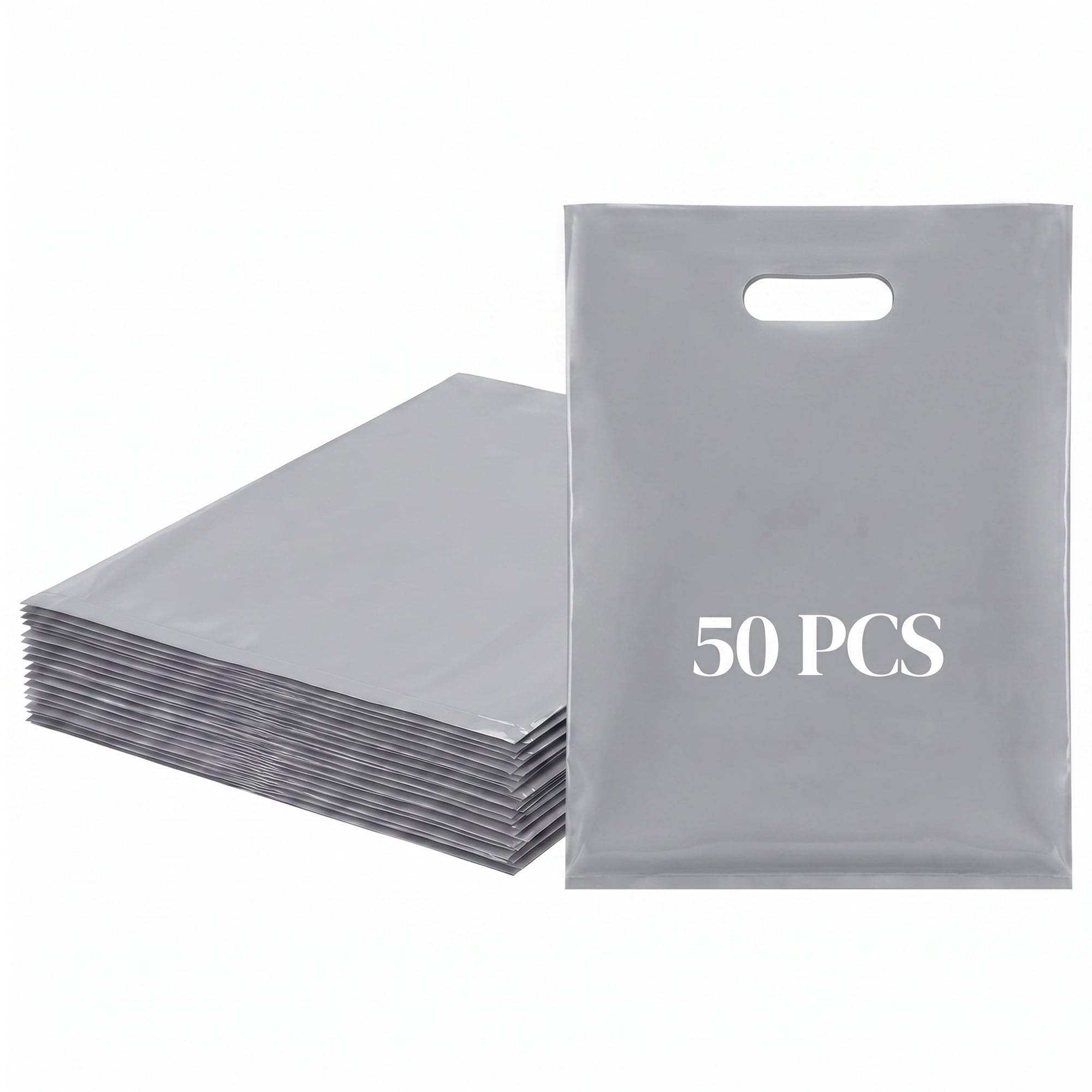 Unique Bargains 50Pcs Premium Waterproof Gift Bags Gray 9.8" x 13.8"