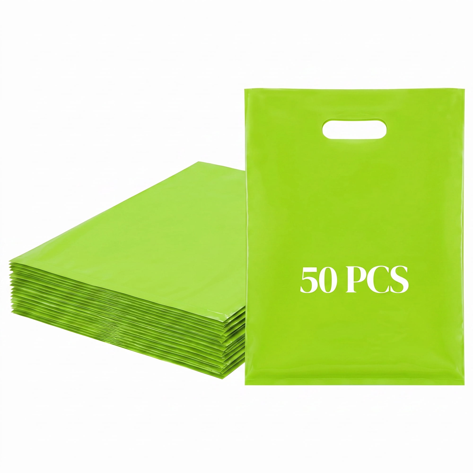 Unique Bargains 50Pcs Premium Waterproof Gift Bags Green 5.9" x 7.9"