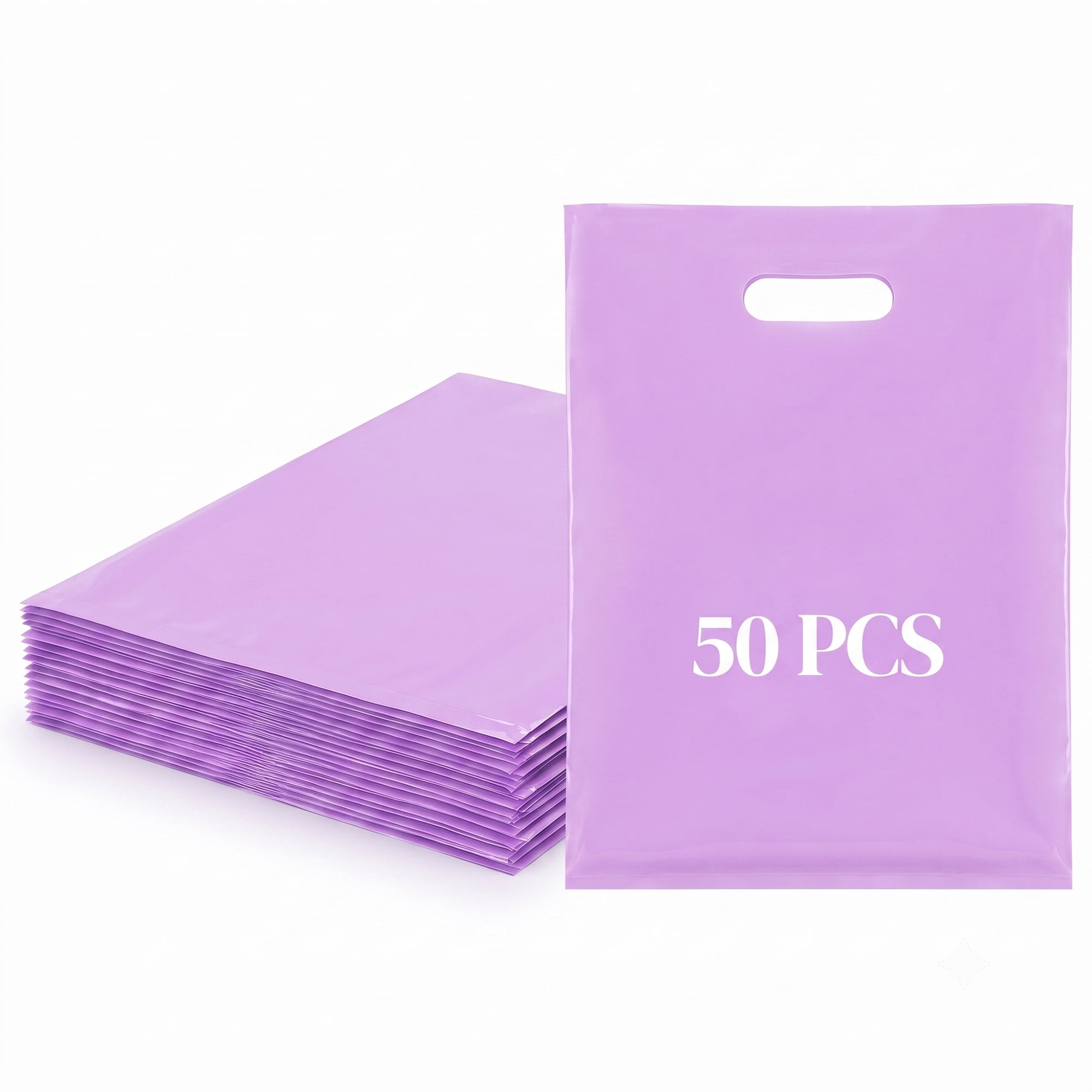 Unique Bargains 50Pcs Premium Waterproof Gift Bags Light Purple 9.8" x 13.8"