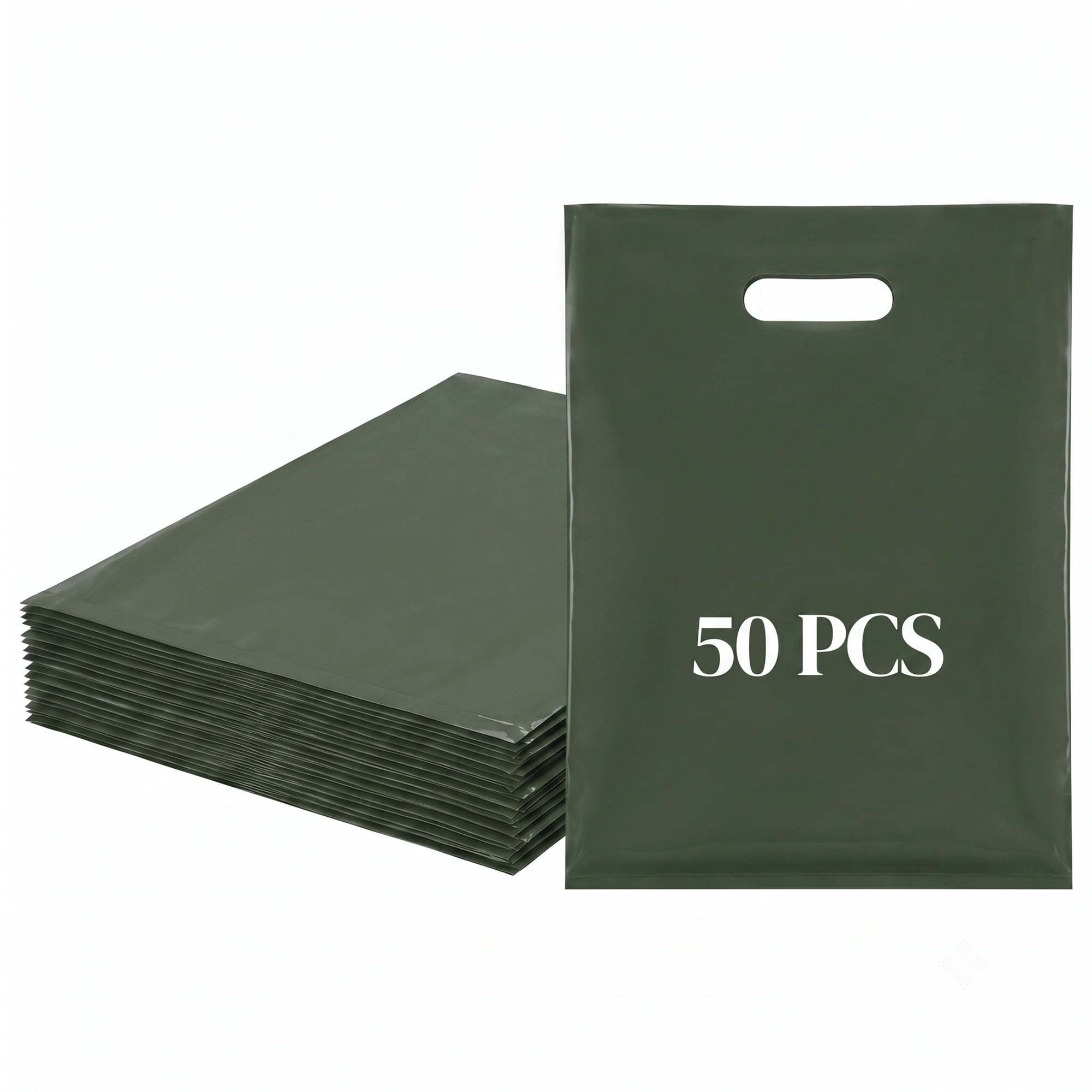 Unique Bargains 50Pcs Premium Waterproof Gift Bags Olive Green 9.8" x 13.8"