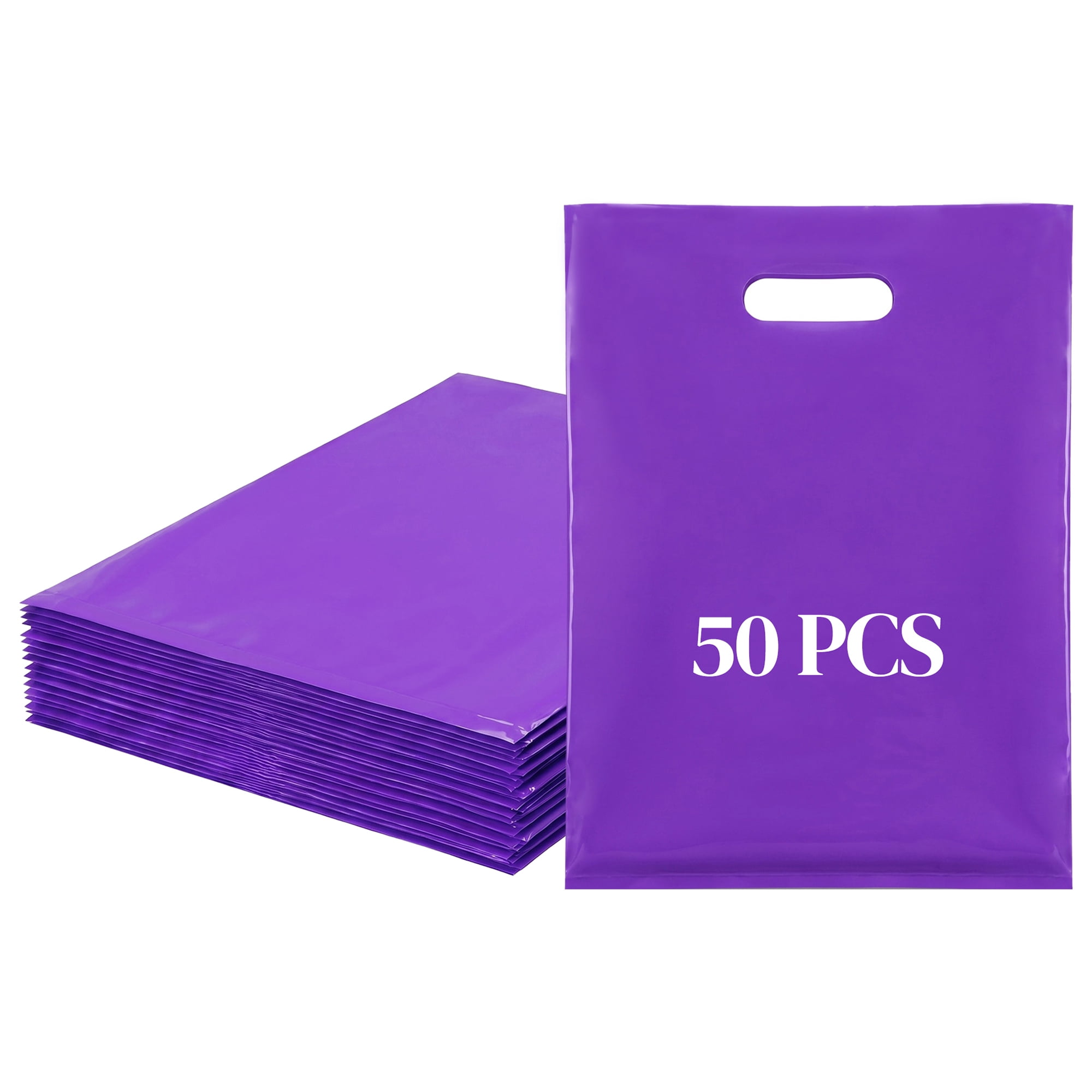 Unique Bargains 50Pcs Premium Waterproof Gift Bags Purple 9.8" x 13.8"
