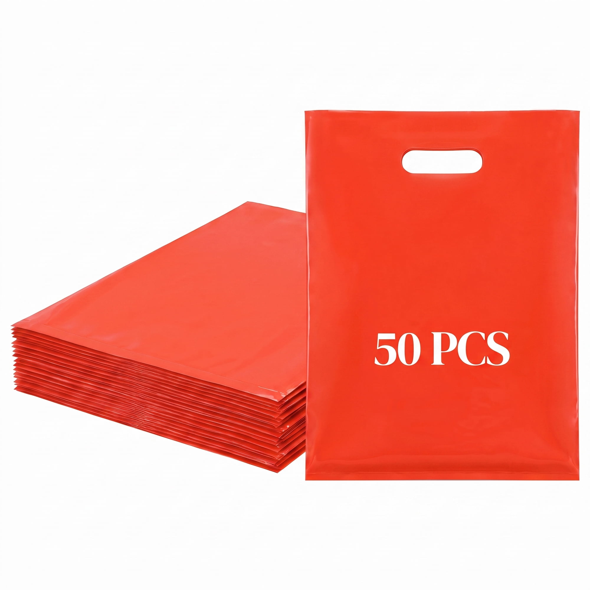 Unique Bargains 50Pcs Premium Waterproof Gift Bags Red 9.8" x 13.8"