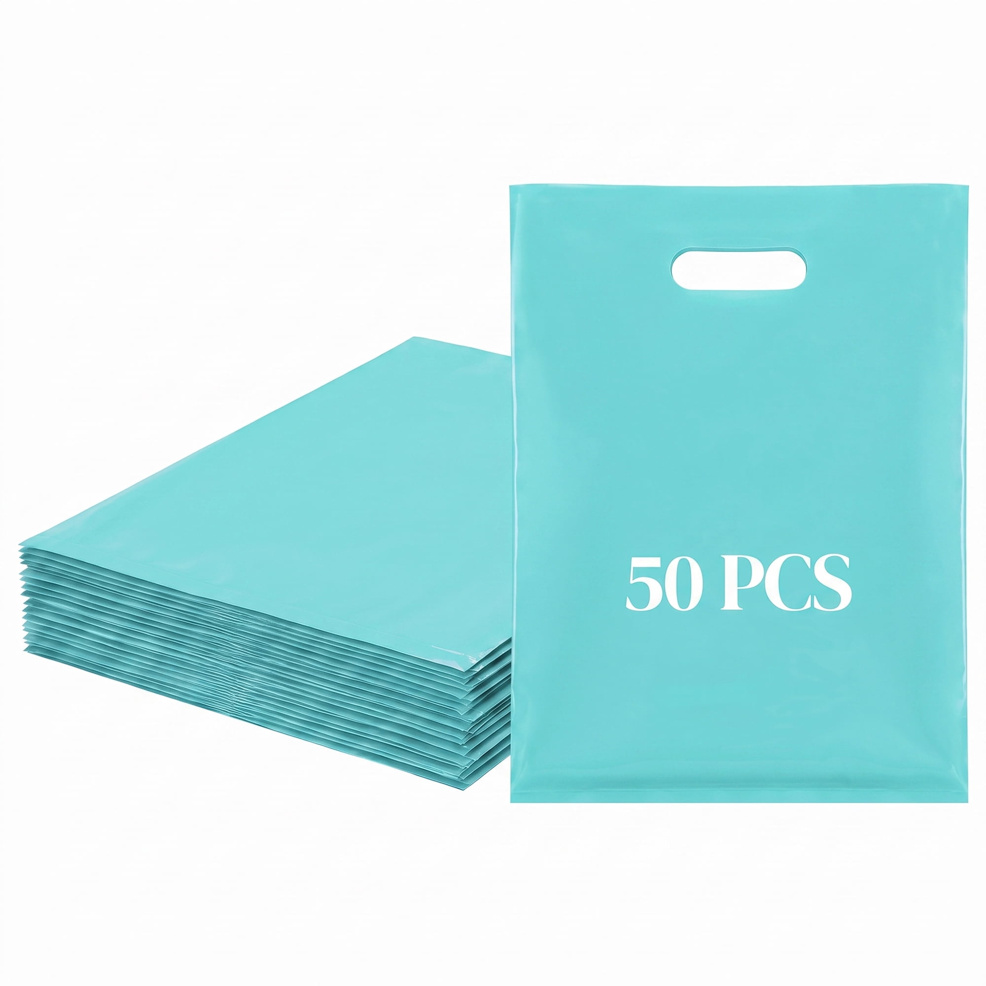 Unique Bargains 50Pcs Premium Waterproof Gift Bags Sky Blue 9.8" x 13.8"