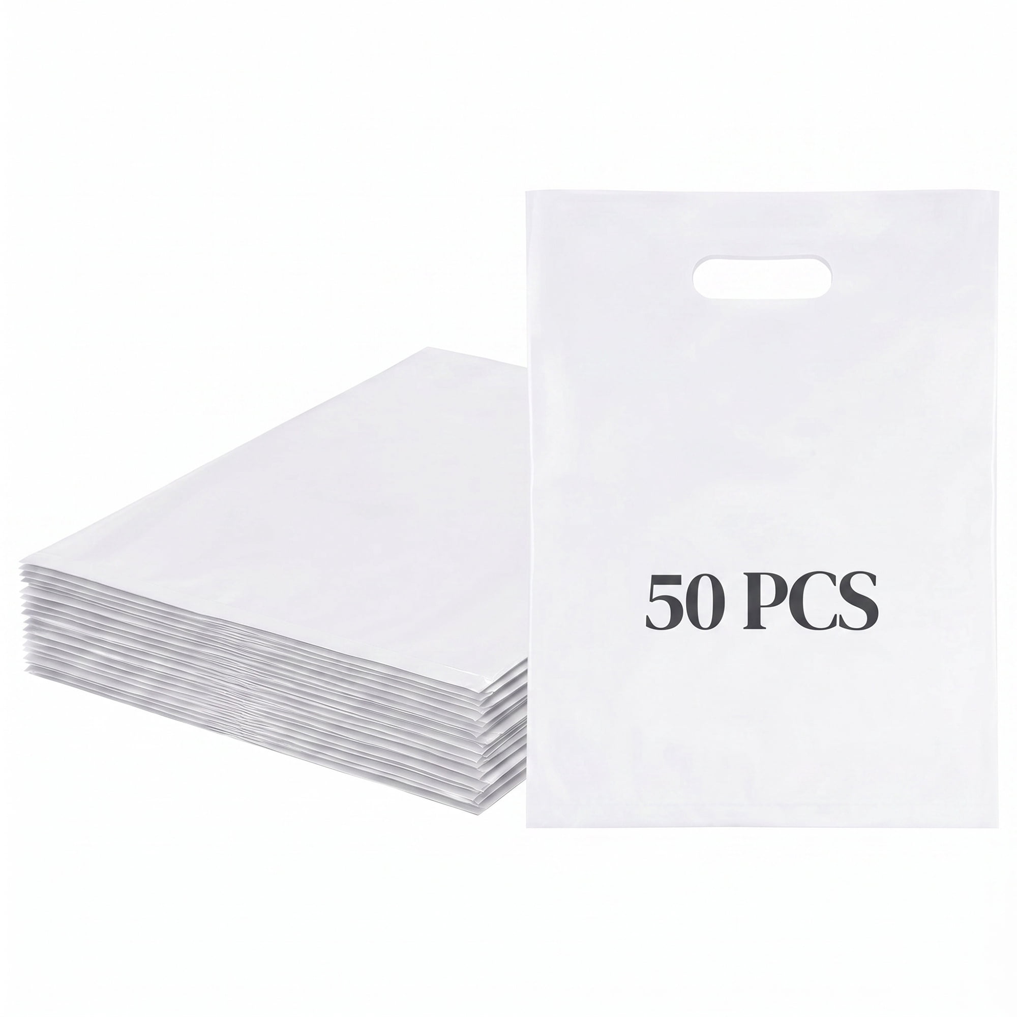 Unique Bargains 50Pcs Premium Waterproof Gift Bags White 7.9" x 10.6"