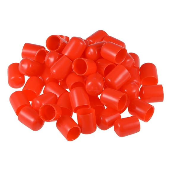 Unique Bargains 50Pcs Rubber End Caps, 18mm Length 1/2-inch ID Round End Cap Cover Flexible Screw Thread Protectors Red