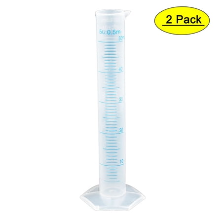 Unique Bargains 50mL PP Hex Base Measurement Measuring Graduated Cylinder Clear 2pcs