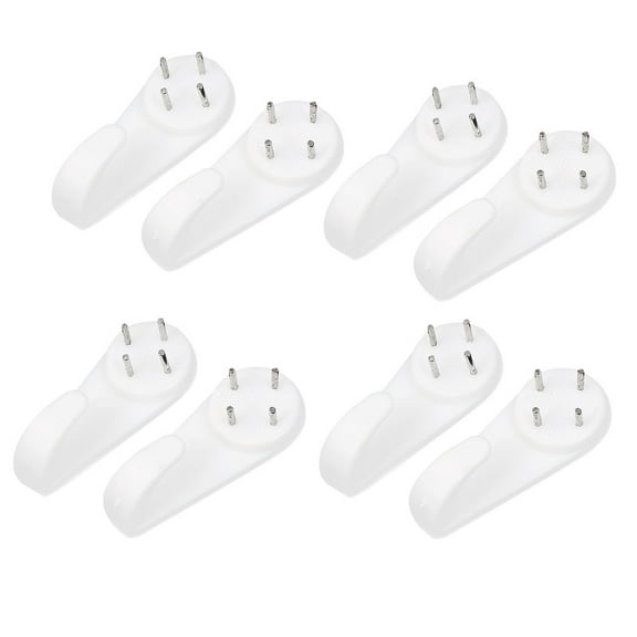 Unique Bargains 50mmx20x15mm White Plastic Hard Wall Picture Frame Nail Hook Hanger 4pcs