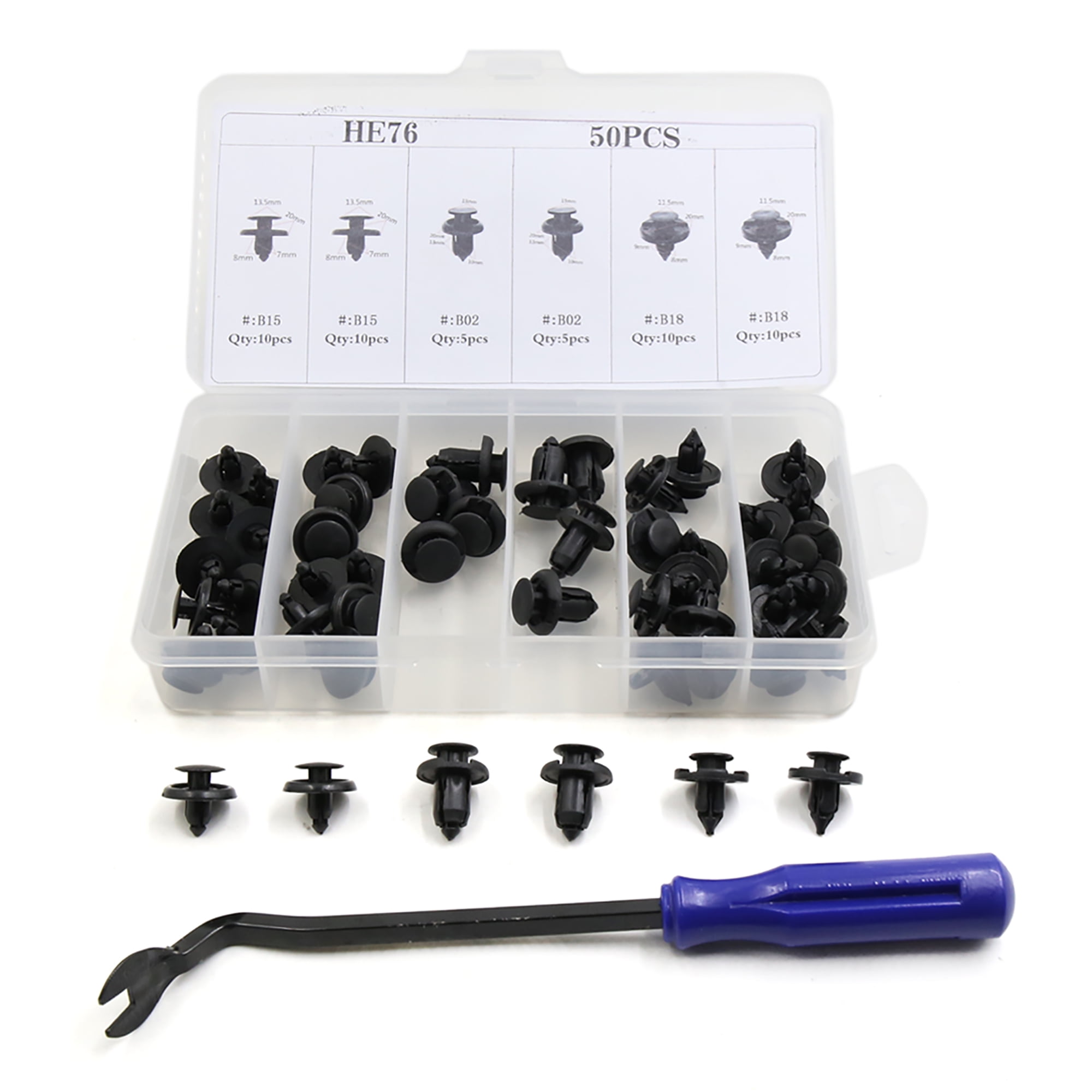 Unique Bargains 50pcs 3 Type Bumper Retainer Clips w Fastener Remover for Subaru