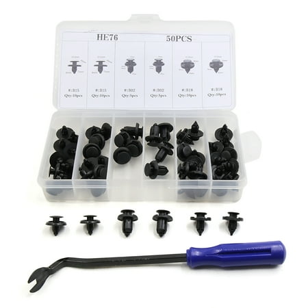 Unique Bargains 50pcs 3 Type Bumper Retainer Clips w Fastener Remover for Subaru