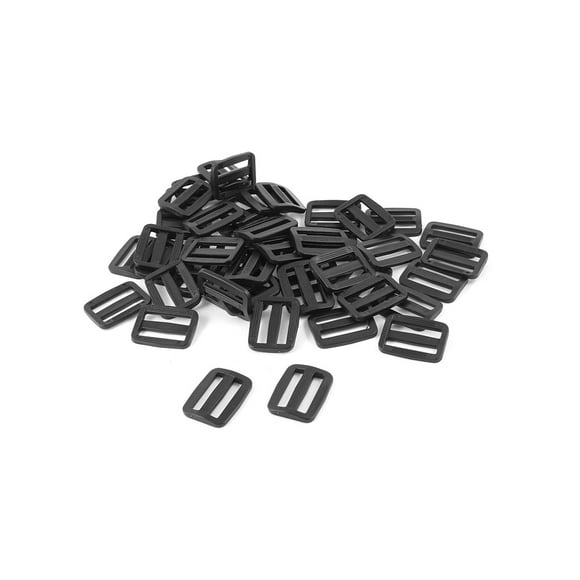 Unique Bargains 50pcs Backpack Black Hard Plastic Slide Rectangle Buckle for 1" Width Belt