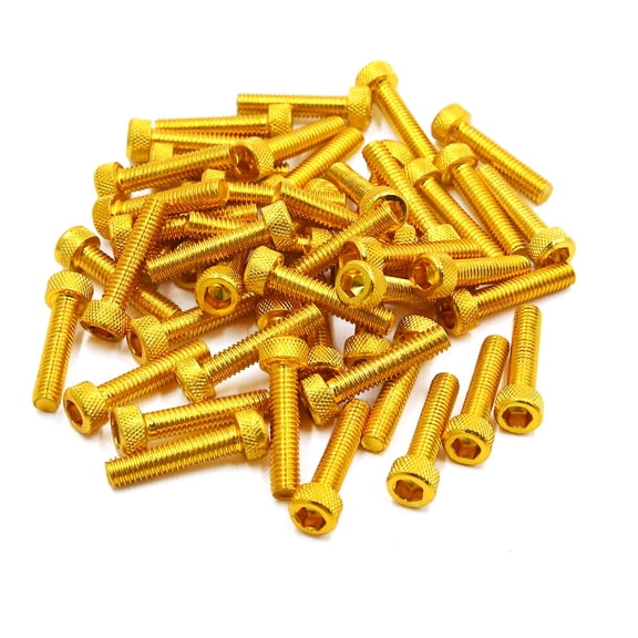 Unique Bargains 50pcs Gold Tone M6 x 30mm Motorcycle Car Hexagon Socket Fastener Bolts Screws