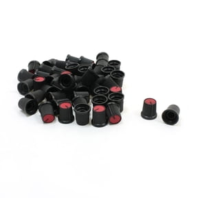 Unique Bargains 50pcs Red Black Plastic Nonslip 6mm 15/64" Shaft Potentiometer Knobs