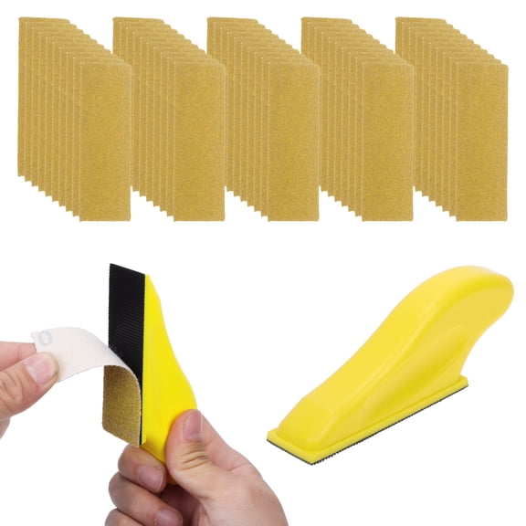 Unique Bargains 51 Pcs Sanding Discs Wet Dry Waterproof Micro Zip Detail Sander Hook & Loop Sandpaper for Woodworking 1.18"x3.54" 120 Grit Yellow Aluminum Oxide