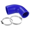 thumbnail image 1 of Unique Bargains 51mm 2" ID 63mm 2.48" ID Universal 90 Degree Elbow Silicone Hose Coupler Blue, 1 of 6
