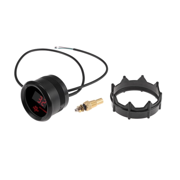 Unique Bargains 52mm Oil Temp Temperature Gauge Meter Kit 104-302F 12v Red Digital Display Sensor 1xEngine Temp Gauge Car RV Truck Boat Vehicle Automotive Black Red