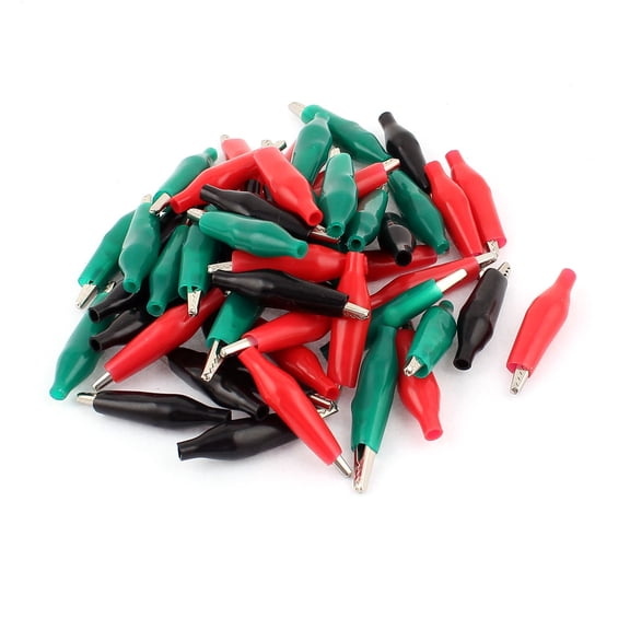 Unique Bargains 54 Pcs Crocodile Alligator Test Clip Tri Color for Electrical Battery Clamp