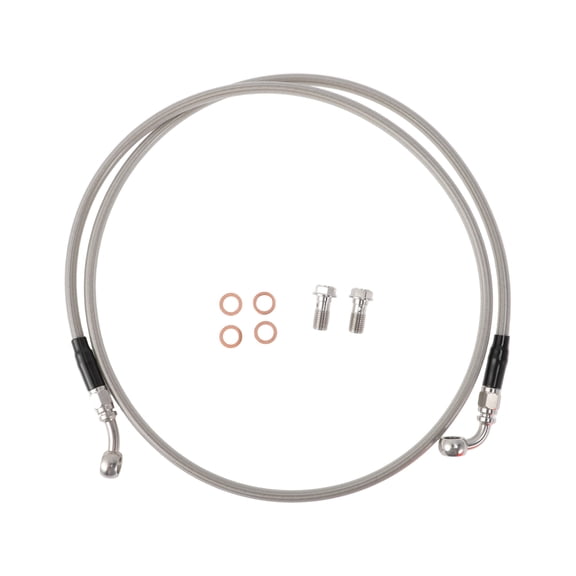 Unique Bargains 57" Hydraulic Front Brake Line Kit for 14Inch Handlebar Hydraulic Brake Line for Harley Davidson Touring 1997-2013 Silver Tone