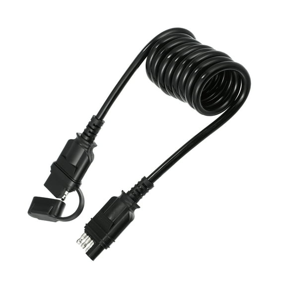 Unique Bargains 5FT 4 Way Flat Wire Extension Male Female Trailer Coiled Adapter 60 In for Motorbike ATV Marine Trailer