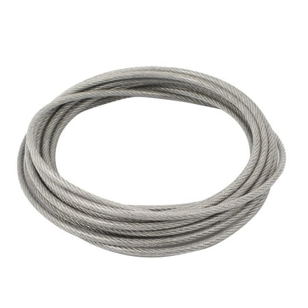 Unique Bargains 5M Length 4mm Diameter Plastic Coated Flexible Steel Wire Cable Rope Silver Tone