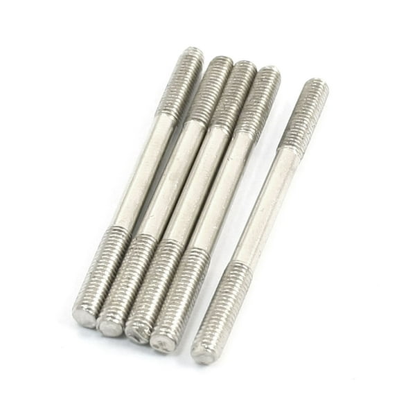 Unique Bargains 5PCS 40mm x 3mm Gray Steel Double Thread End Tight Adjustable Pushrod