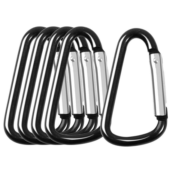 Unique Bargains 5PCS Carabiner Keychain Clip Aluminum D Shape Snap Clips for Loaded Gate