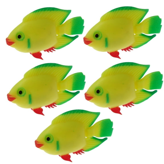 Unique Bargains 5PCS Yellow Green Plastic Swimming Float Fish Tank Aquarium Decoration