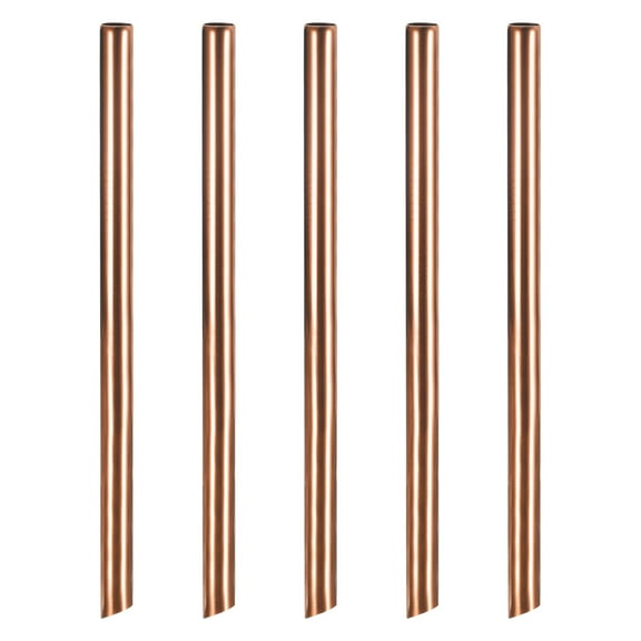 Unique Bargains 5Pack 8.5' Bevel End Stainless Steel Straws Reusable Metal Straw, Rose Gold