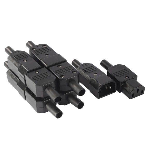 Unique Bargains 5Pair AC250V 10A 3P Panel Mount IEC320 C14 Socket C13 Plug Adapter Connector