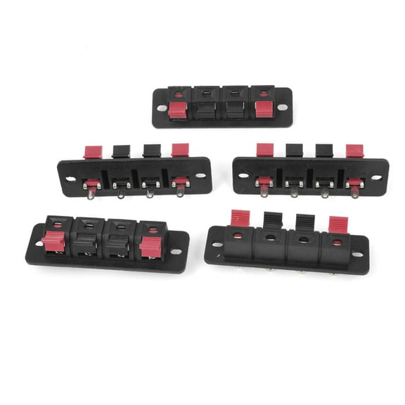 Unique Bargains 5Pcs 4Pin Red Black Spring Push Type Audio Terminal Board Connector