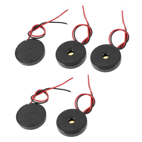 Unique Bargains 5Pcs DC 1-30V 90dB Industrial Wired Electronic Alarm Buzzer Black