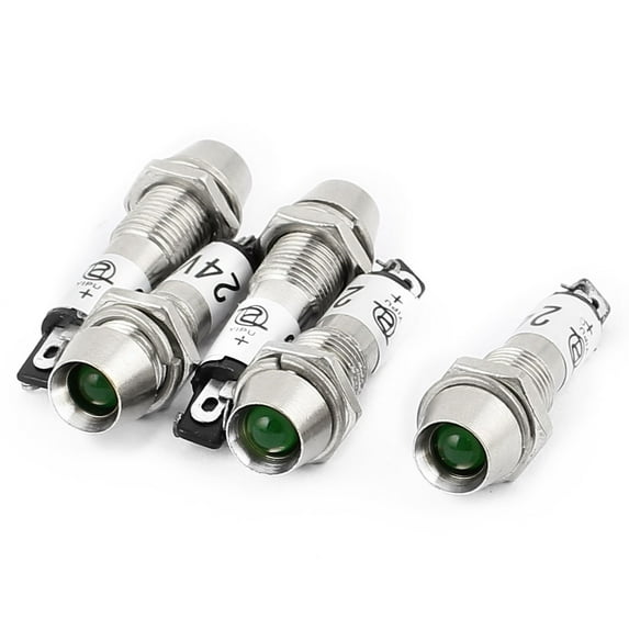 Unique Bargains 5Pcs /DC 24V Green Metal Indicator Pilot Dash Light Signal Lamp